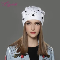 liliyabaihe women winter hat angora knitted skullies beanie cap solid colors fashion the most popular decoration roses caps