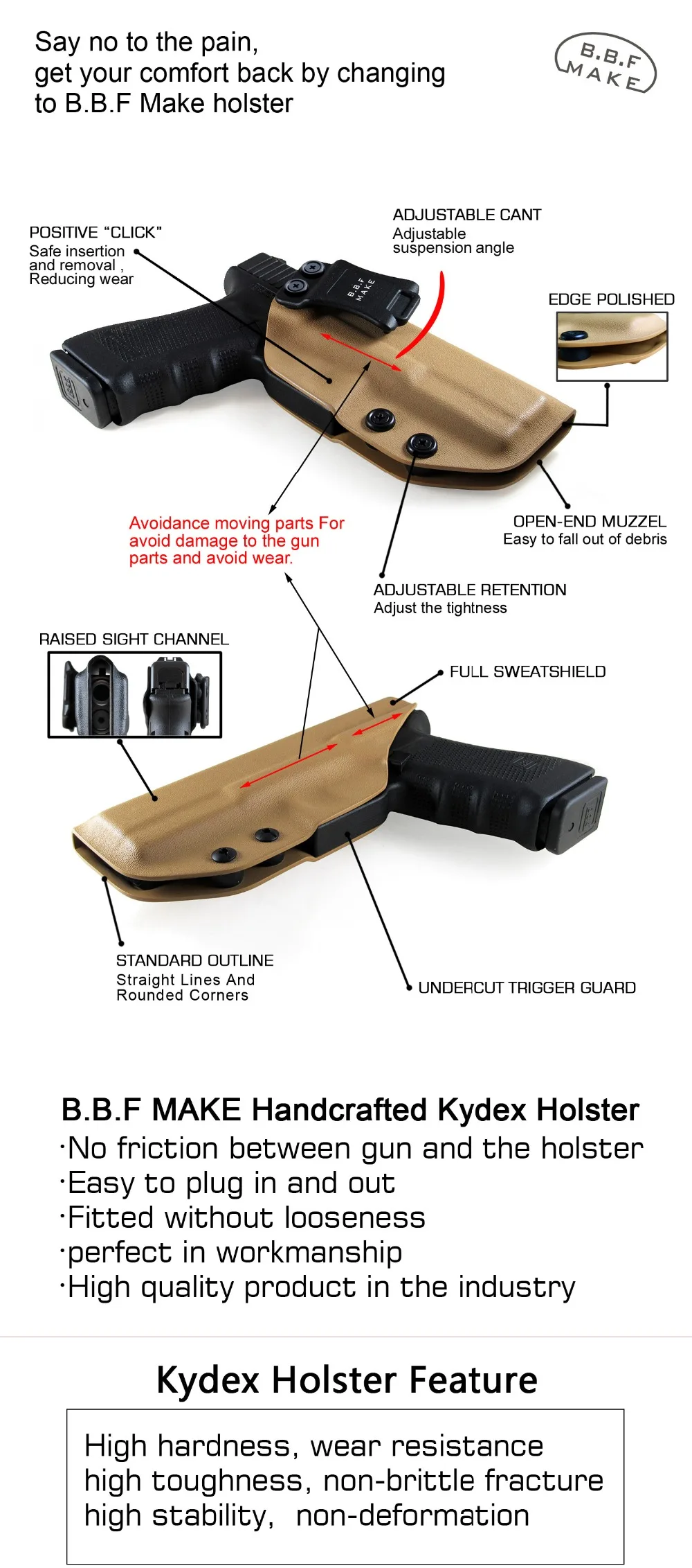 B.B.F Make MARPAT морской узор IWB KYDEX пистолет кобура для: Glock 19 17 23 26 28 43 P320 VP9 внутри скрытый кейс для пистолета