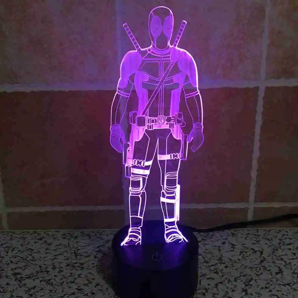 Для Детского Подарка Домашнего Декора Новинка 3D Дэдпул Ночник ПРИВЕЛО