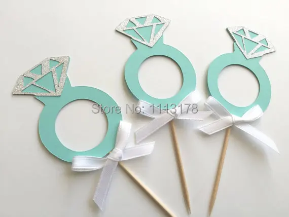 

Engagement Ring Cupcake Toppers. party birthday Decorations. Bridal Shower or Wedding Event cake topper