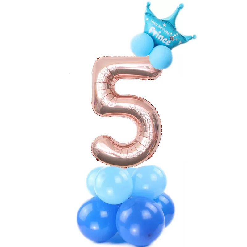 blue5 15 шт./лот, фольгированные шары с цифрами, воздушные шары для дня рождения, Детские воздушные шары для дня рождения, праздничные вечерние украшения - Цвет: blue5