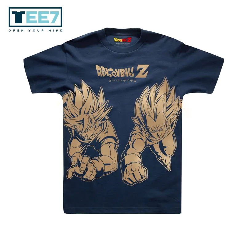 TEE7 Dragon Ball Z 100% хлопковая футболка Son Goku and Vegeta модные футболки с короткими рукавами