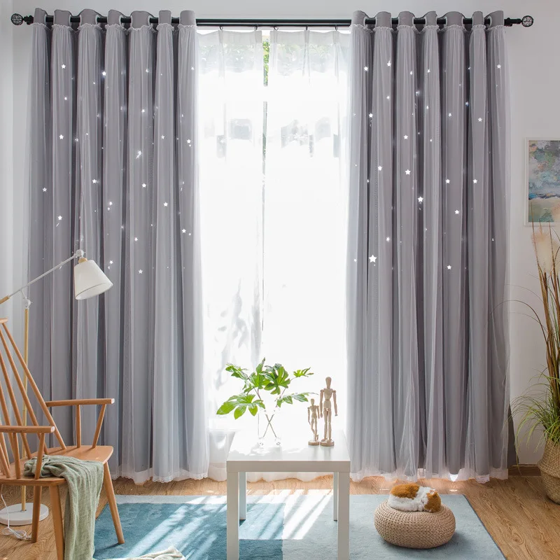 Декоративные шторы со звездами термоизолированные затемняющие занавески для