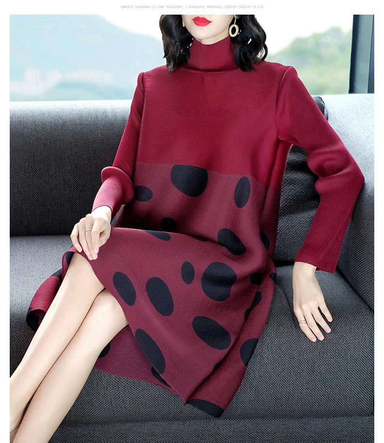 new long-sleeved dress European fashion turtleneck big yards loose very elastic women outfit lady vestido design good quality | Женская