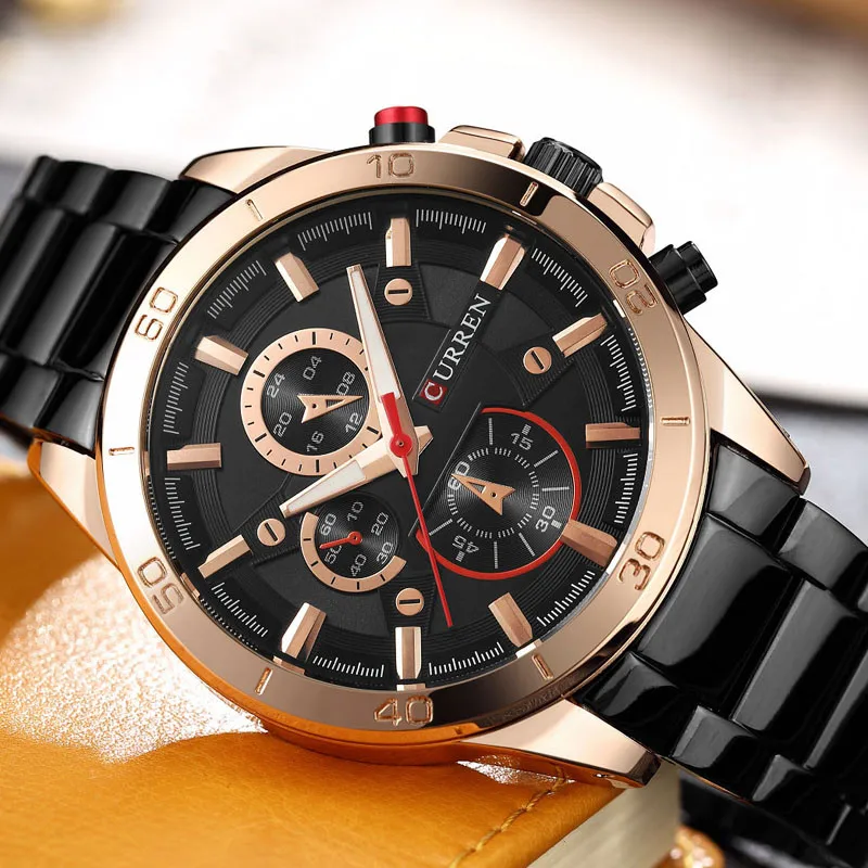 Часы наручные Curren Мужские кварцевые брендовые Роскошные Аналоговые модные