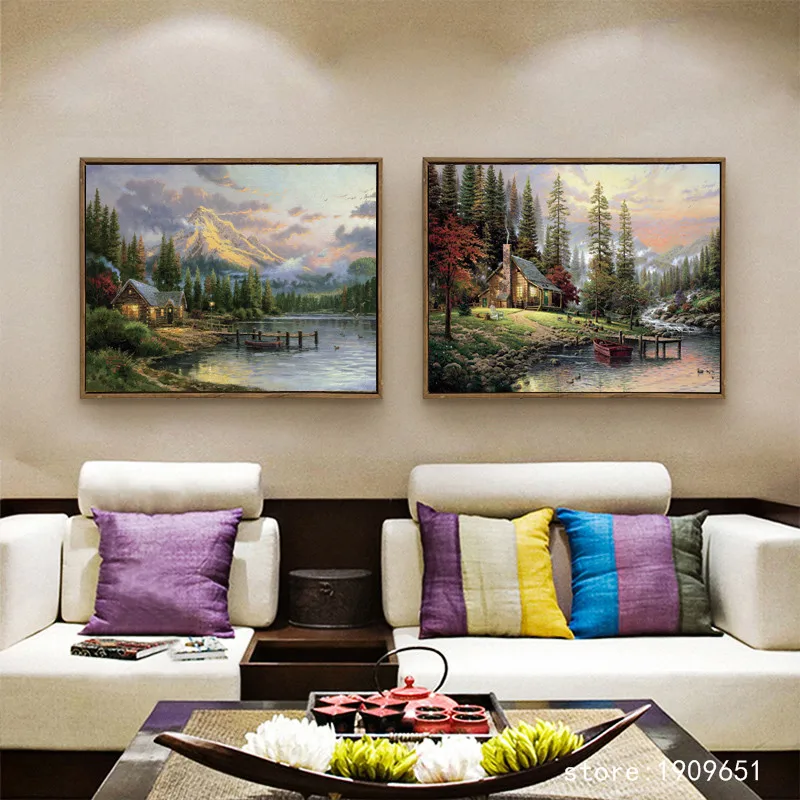 Без рамки Томас деревенский дом пейзаж картина маслом холст печать напечатанная