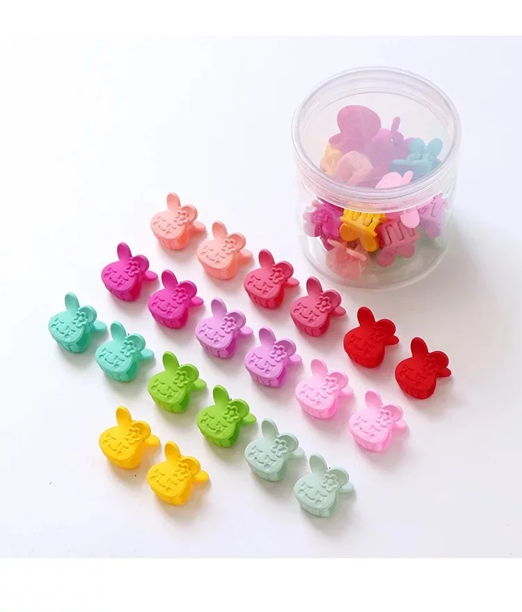 rabbit-20pcs 20 шт., заколка для волос для девочек, цветок, тиары, кролик, мини-заколка для волос, Мультяшные Детские аксессуары для волос, детский подарок на день рождения, пластиковая коробка - Цвет: rabbit-20pcs
