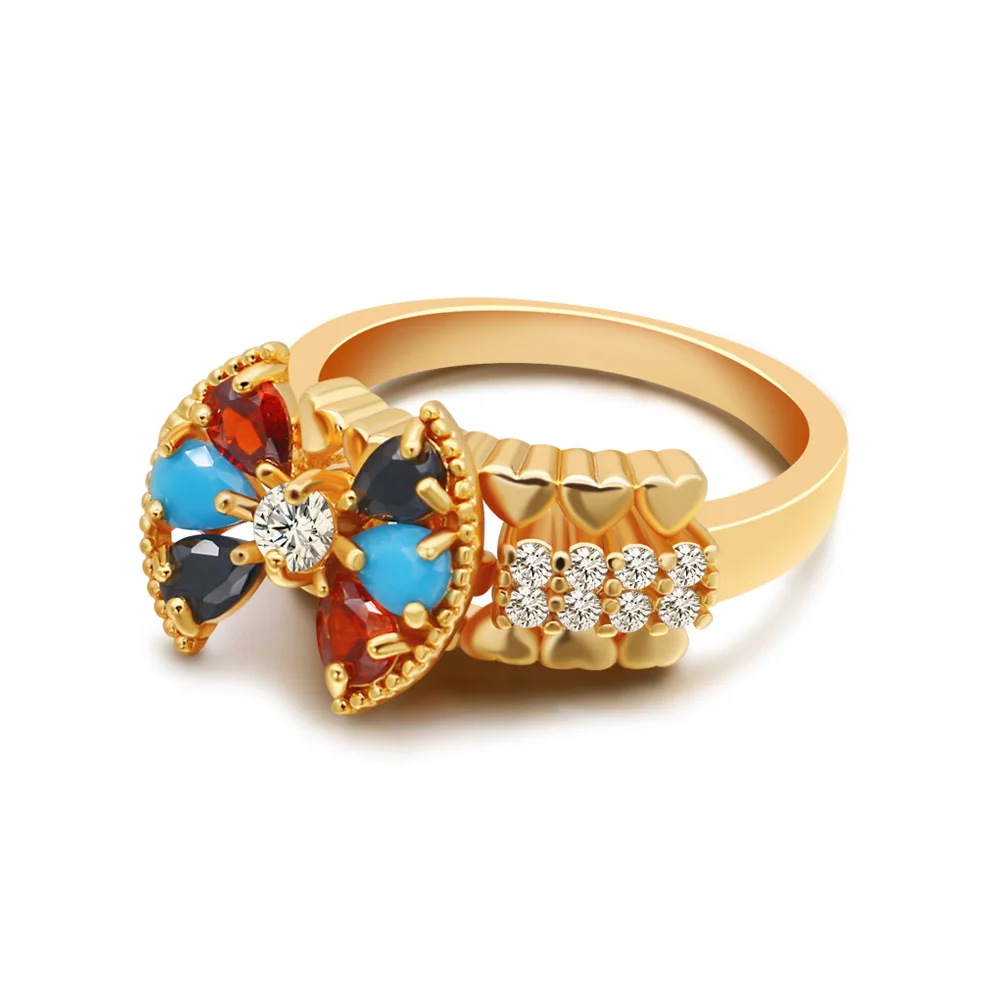 Модное женское золотое кольцо с простым бантом покрытие 6 9 Размер Очаровательная