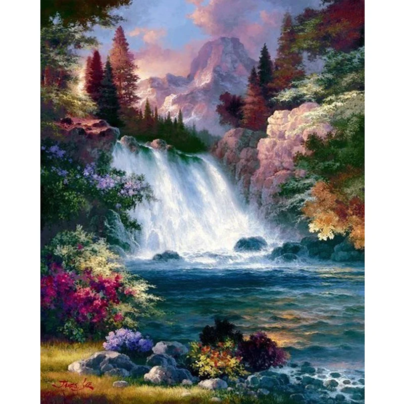 

River waterfall diamond Embroidery diy diamond painting mosaic diamant painting 3d cross stitch pictures H584