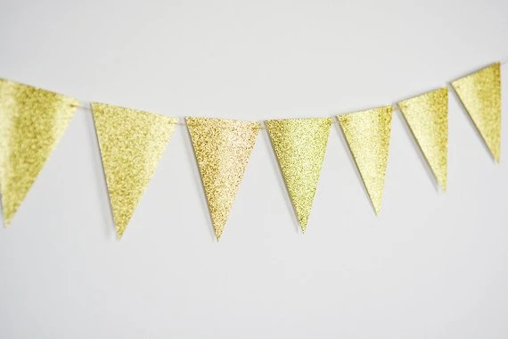 Glitter Gold 1 комплект фольга роза/золото/серебряный плакатик блестящая бумага Вымпел флаг гарлан для свадебного украшения плакат "с днем рождения" Домашние вечерние гирлянды - Цвет: Glitter Gold