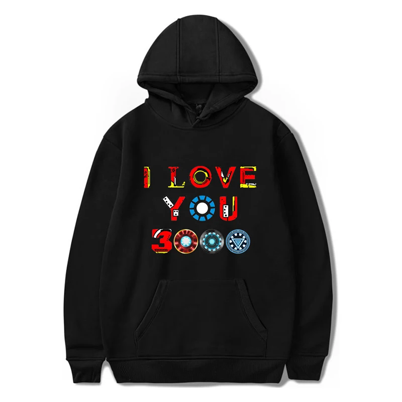 Новинка модные толстовки I Love You 3000 раз свитшоты повседневный пуловер с капюшоном