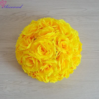 Color 8 yellow 1 шт. подвесной Декор цветок шар центральный Шелковая Роза украшение для свадьбы целующиеся шары Pomanders свадебный декоративный шар композиция - Цвет: Color 8 yellow