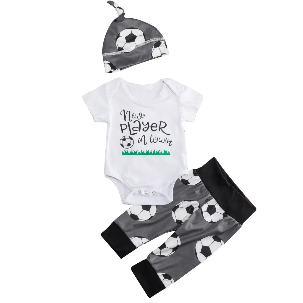 Комплект одежды для мальчиков и девочек милый комбинезон с надписью футбольным