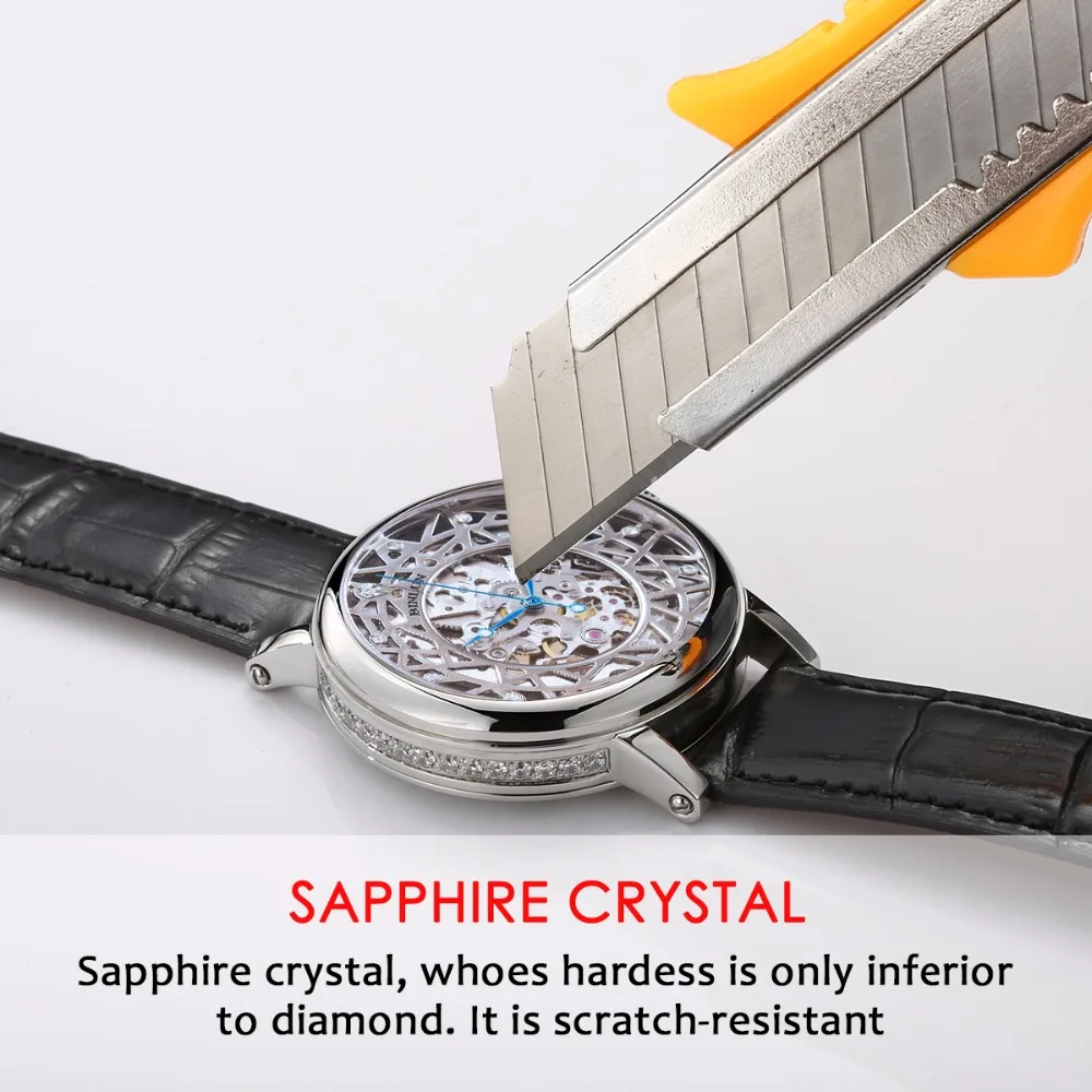 BINLUN Мужские автоматические часы со скелетом Роскошные Водонепроницаемые