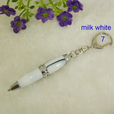 7 milk white ACMECN мини-брелок шариковая ручка 65 мм длина 8 цветов акриловая шариковая ручка красочный узор Милая ручка для студентов подарки карманная ручка - Цвет: 7 milk white