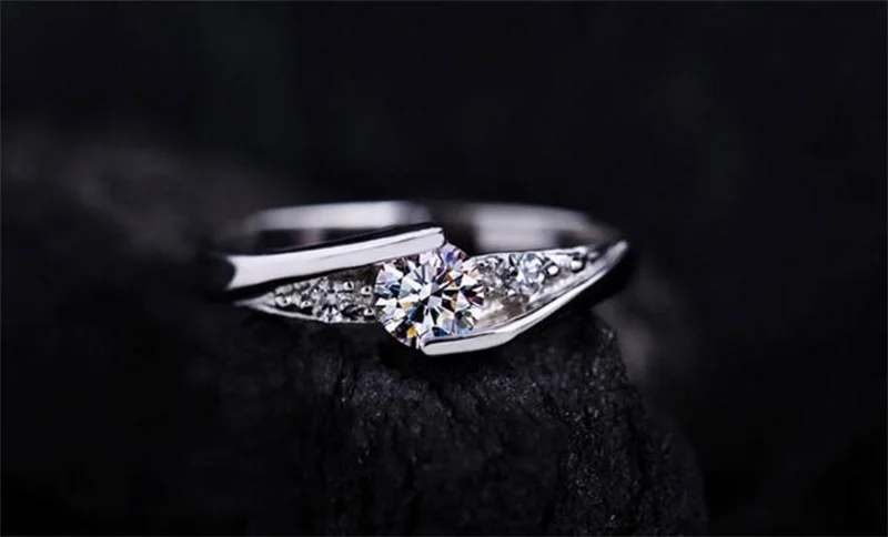 YANHUI,, твердые 925 серебряные кольца, Bijoux, 0,5 карат, циркония, CZ, обручальное, обручальное, ювелирное изделие, кольца, подарок для женщин, JAR013