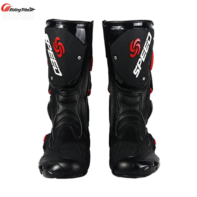 Мужские мотоциклетные ботинки кожаные из микрофибры с защитой от падения для