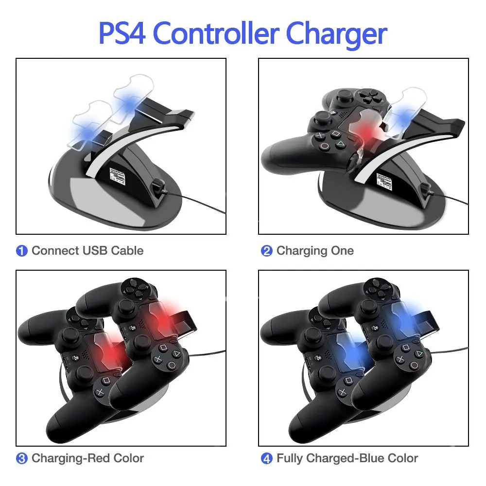 PS4 Controller Charger Ps4 Charging Docking Station LED Light Indicators Bottom PS4/PS4 Slim/PS4 Pro Controll | Электроника
