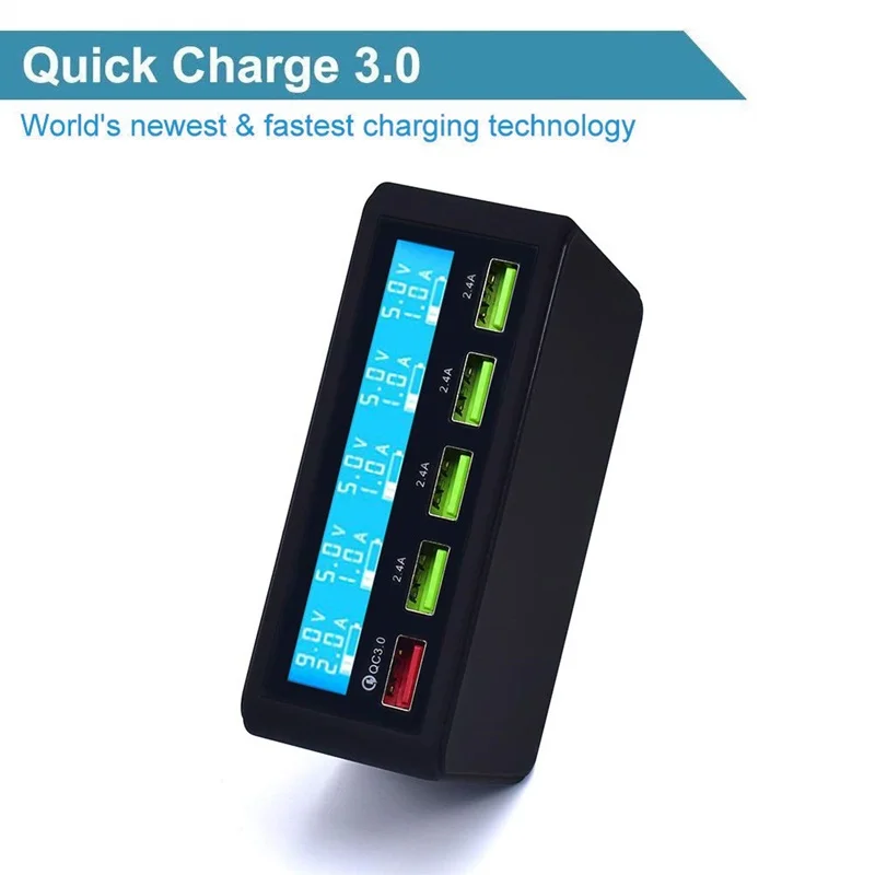 Tongdaytech QC 3,0 Быстрая зарядка 5 портов Usb lcd дисплей Каррегадор мульти телефон Быстрая зарядка для Iphone Xiaomi порт atil Cargador