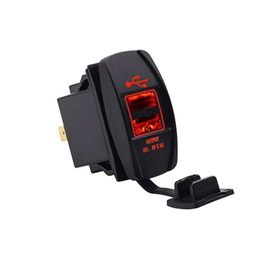 E29222A3 3.1A автомобильное зарядное устройство двойной usb зарядка ночник светодиодный дисплей Водонепроницаемый Автомобильный внутренний светодиодный светильник 12-24 В аксессуары 5 цветов - Название цвета: E29222A3