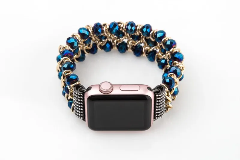 DAHASE Bling Beads бисера браслет для наручных часов Apple Watch 38 мм, 42 мм, ремешок для наручных часов iWatch серии 1/2/3 металлические ювелирные изделия браслет