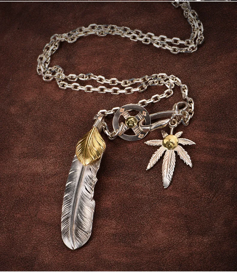 Takahashi goros, ювелирное изделие, 925 пробы, серебряное ожерелье с подвеской, перо, шарм, винтажная тайская Серебряная цепочка с орлом для мужчин и женщин
