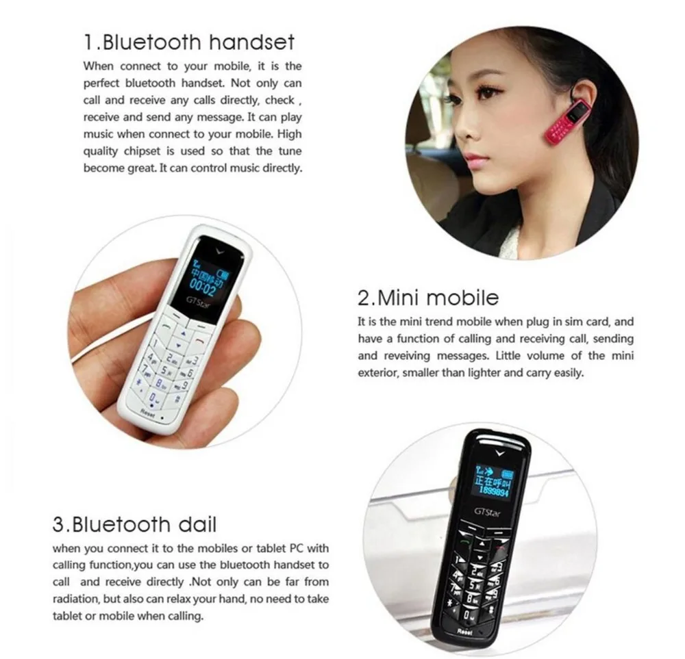 5 шт./лот GTSTAR мини телефон BM50 Bluetooth наушники с sim картой мобильный номеронаборник