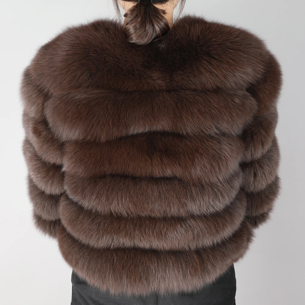 Maomaokong2019 new winter Jacket women's thick fur coat Real fox leather jacket High quality fox coat round neck Warm coat