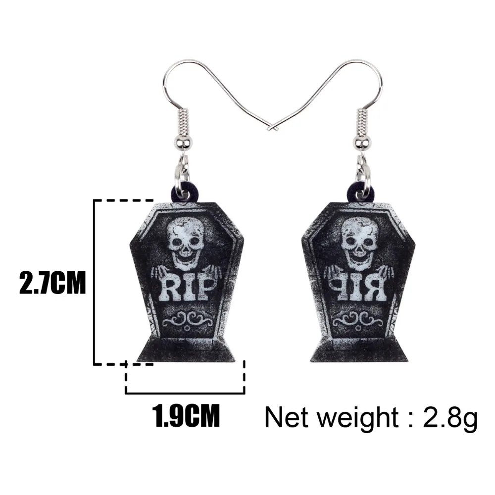 Акриловые украшения WEVENI в стиле Хэллоуин панк Череп гравировка гробница модные