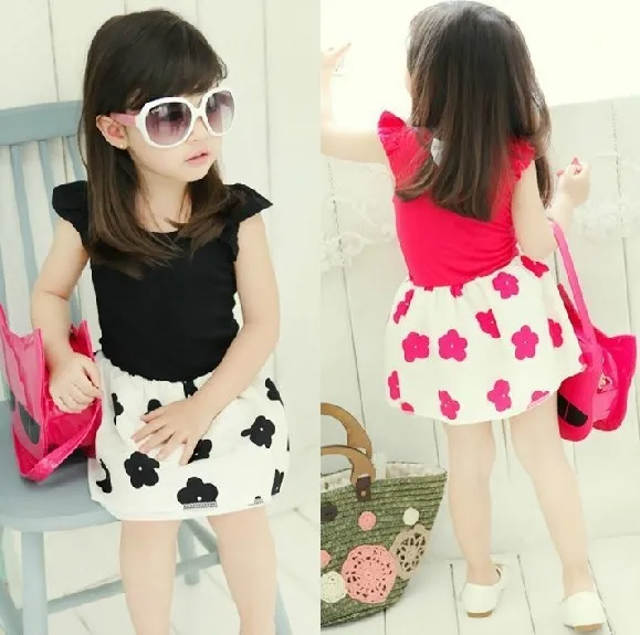 Корейские модели детских платьев с рукавами-летячими рукавами для девочек