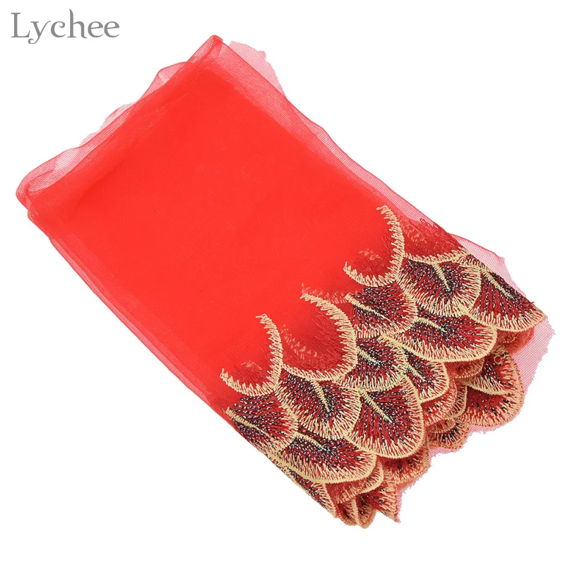 Lychee 1 ярд Павлин перо кружевные планки DIY ручной работы вышивка кружева отделка