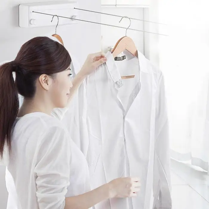 Retractable Clothesline ABS Case Wall Mounted Dryer with Adjustable Pulley Braided P7Ding