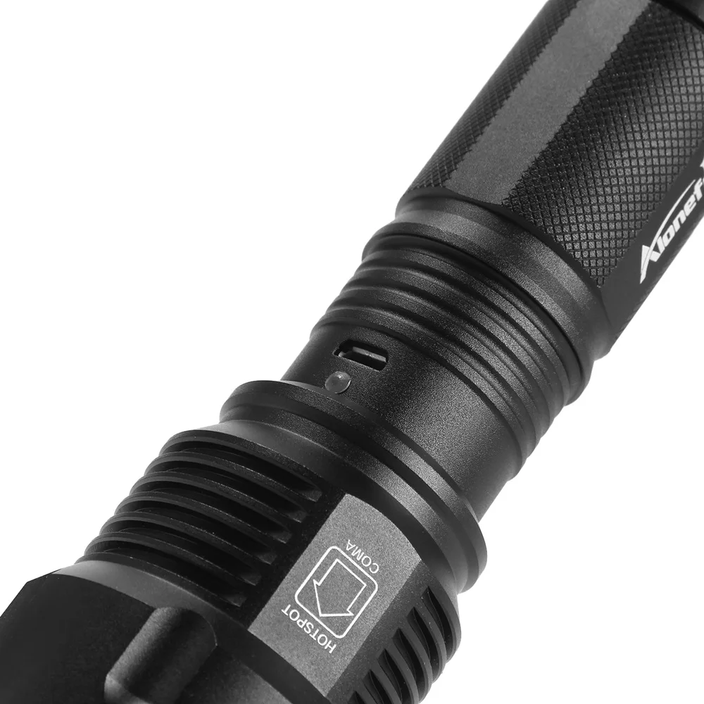 AloneFire USB 26650 фонарик X981 масштабируемый фонарь 3 режима используется батарея или АА