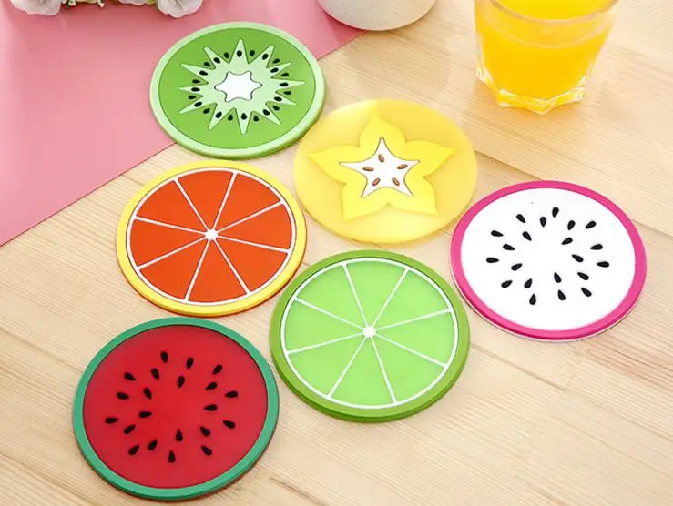 Цветные подставки в форме фруктов креативные Нескользящие силиконовые круглые