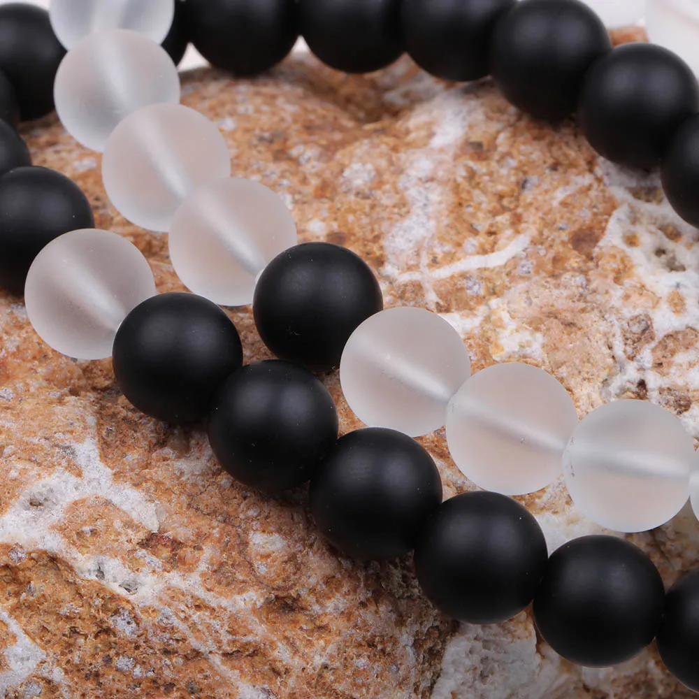 2 шт./лот пары расстояние браслет с 100% Натуральный камень белый и черный Инь Ян