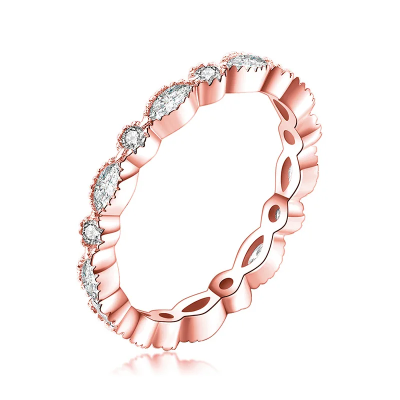 Rose Gold UMODE обручальные кольца для женщин вечность кольца для помолвки/обязательства Femme розовое золото Посеребренные Фианиты ювелирные изделия UR0457 - Цвет основного камня: Rose Gold