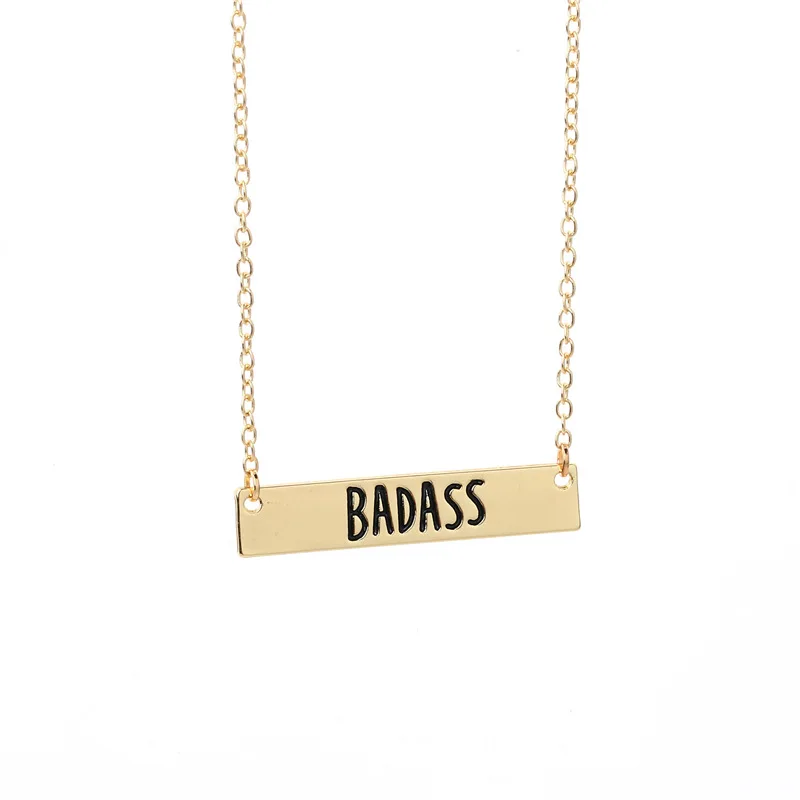 Женские буквы &quotBADASS&quot слова металлическая пластина ожерелье милый бар для