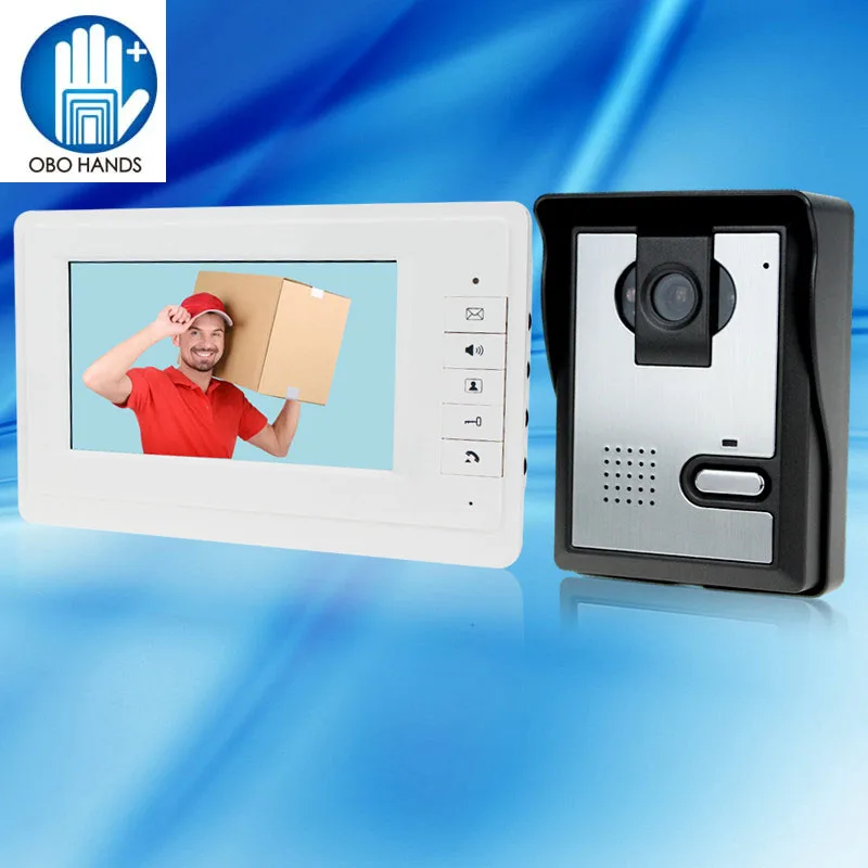 Smart Home Video Intercom Doorbell System 7 inch TFT- LCD Monitor Screen Door Phone with LED Night Vision Outdoor Camera