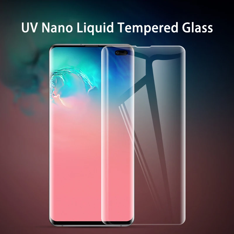 100 шт 3D УФ нано жидкий экран протектор для Galaxy S10 Plus закаленное стекло Полный Клей для Galaxy S10 S8 S9 разблокировка отпечатков пальцев