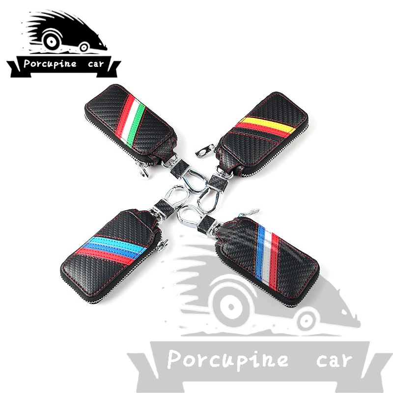 Кожаный чехол из углеродного волокна для автомобильных ключей Audi Mercedes Peugeot Toyota Vw