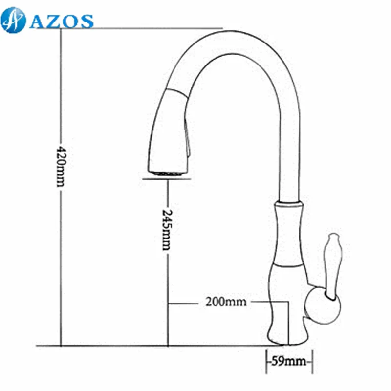 Смесители для кухонной раковины Поворотный шланг вытягивающийся спрей масло втирается Бронзовый латунь на