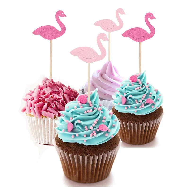 

30pcs/lot Flamingo Cupcake Cake Topper Cake Pick Flags for Hawaiian Wedding Cake Decoration Kids Adults Birthday Party Supplies