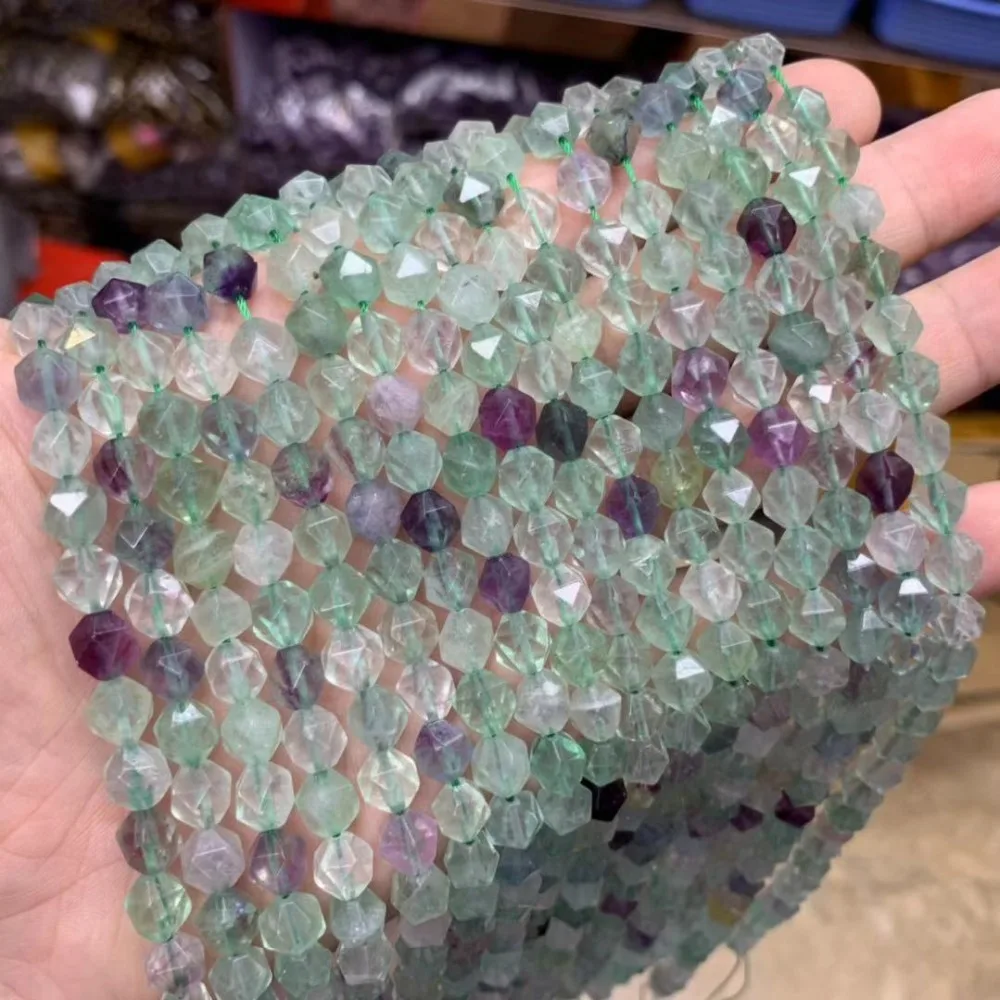 Граненые бусины из натурального флюорита 8 мм незакрепленные DIY для изготовления