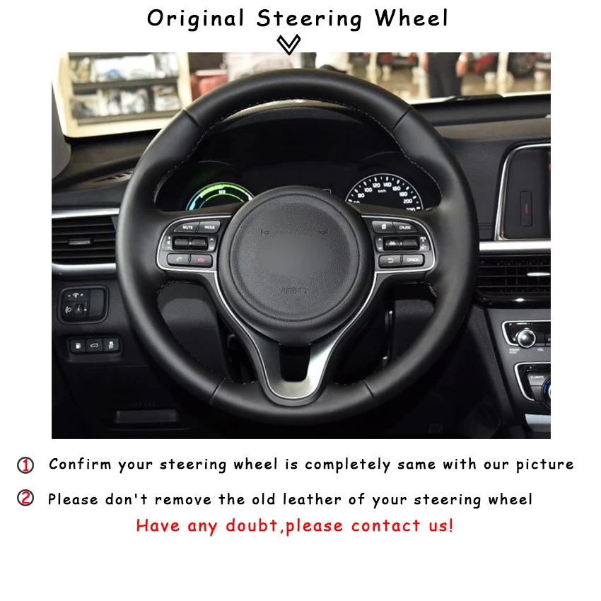 Черный натуральный кожаный чехол рулевого колеса автомобиля для Kia K5 2016 2017 Sportage 4