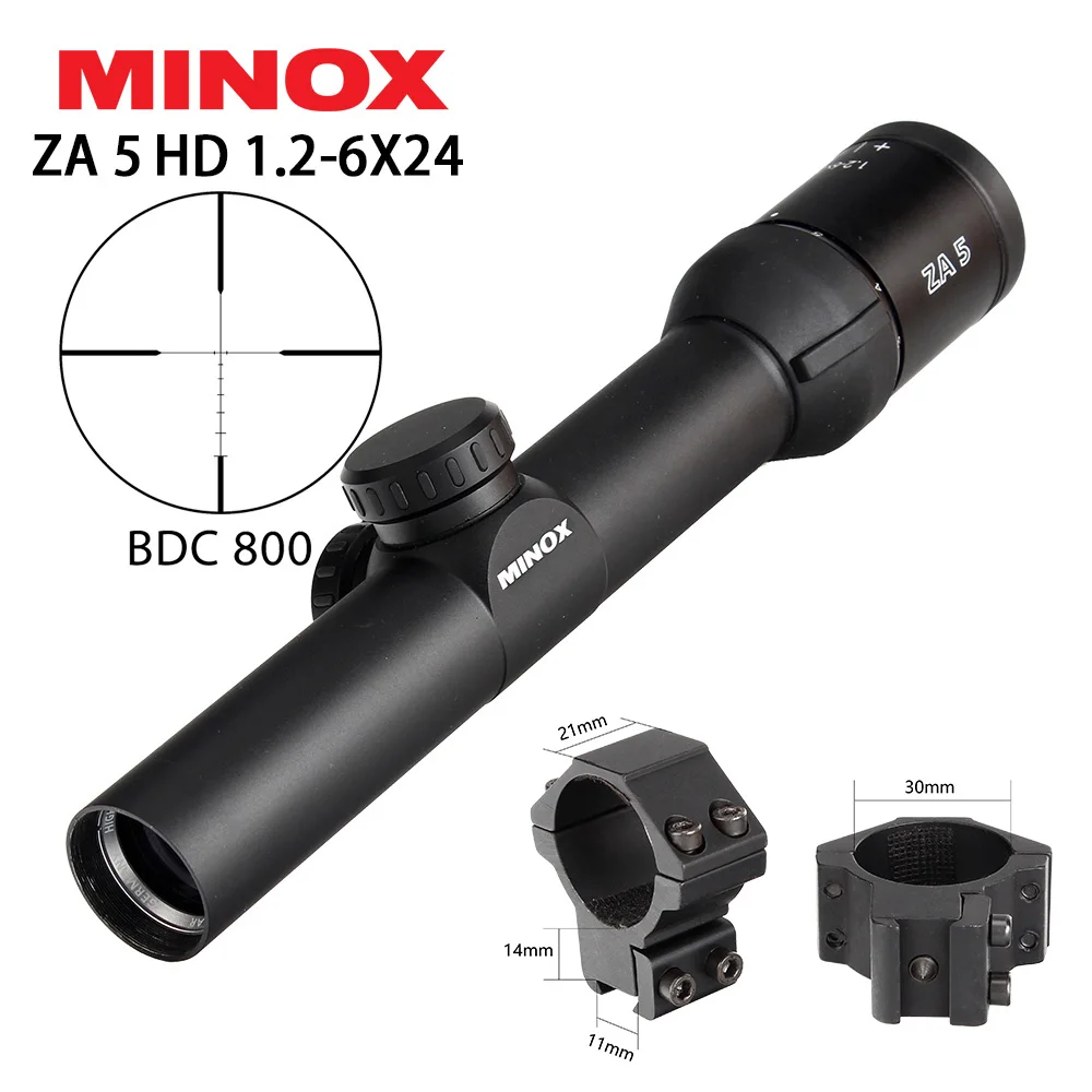 MINOX ZA 5i HD 1,2-6X24 ИК компактный охотничий прицел стекло травленая светящаяся сетка длинный глаз рельеф прицел оптические прицелы - Цвет: with Dovetail Rings