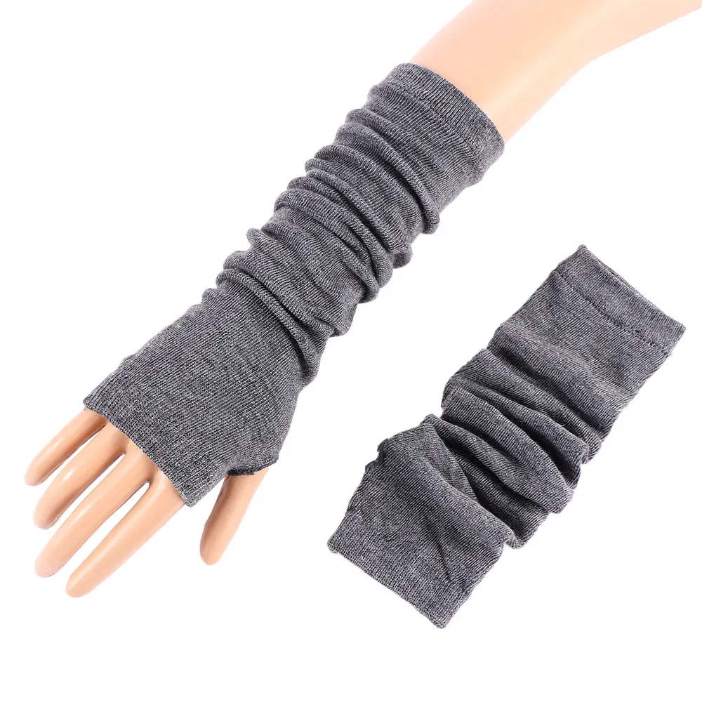Knitted Long Fingerless Mittens Glove Arm Warmer Stretchy Mitten Unisex Crochet Half Finger Long Gloves Hot Selling