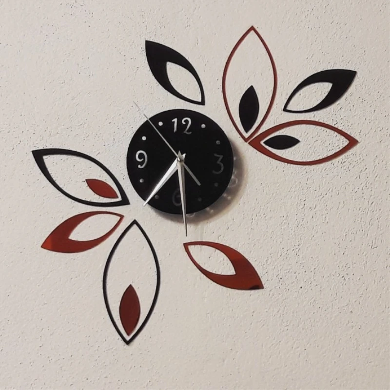 Настенные зеркальные часы Funlife с ромбовидным листьем современные креативные