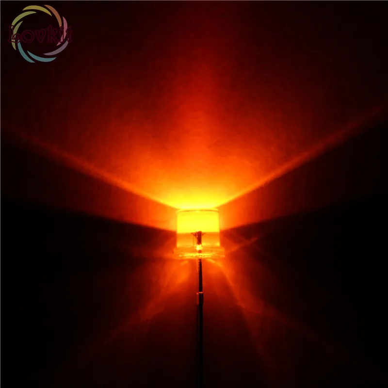 Высокое качество 1000 x LED 5 мм плоский Топ оранжевый светодиод широкоугольный