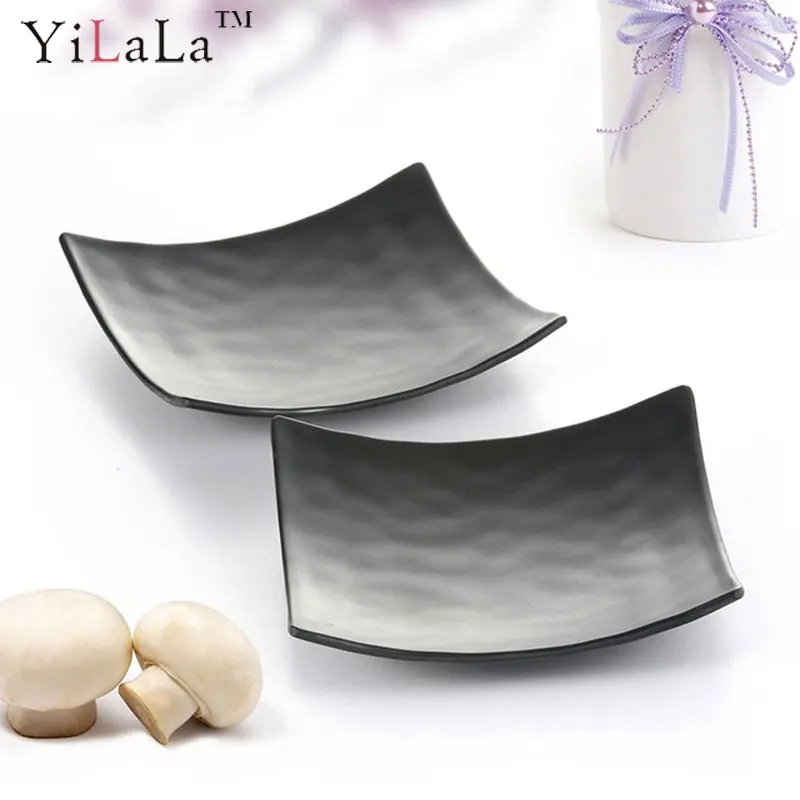 Yilala Пластик ужин основа Форма тарелка блюдо черный меламиновая посуда