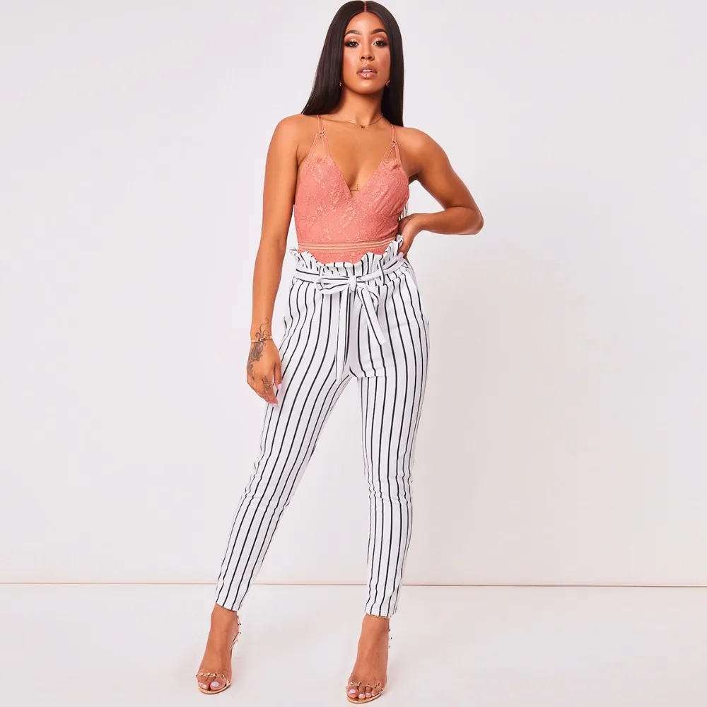 2019 Модные женские шифоновые шаровары M талия галстук бабочка шнурок сладкий